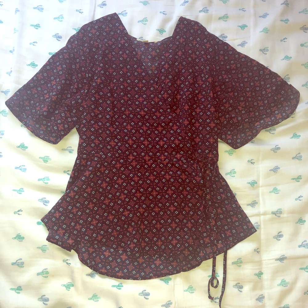 Monteau Peplum Kimono Wrap Top